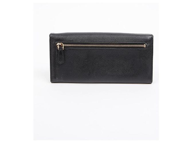 Prada Cartera Larga de Cuero Saffiano con Logo Metálico Negro - vista 3