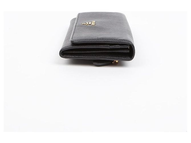 Prada Cartera Larga de Cuero Saffiano con Logo Metálico Negro - vista 4