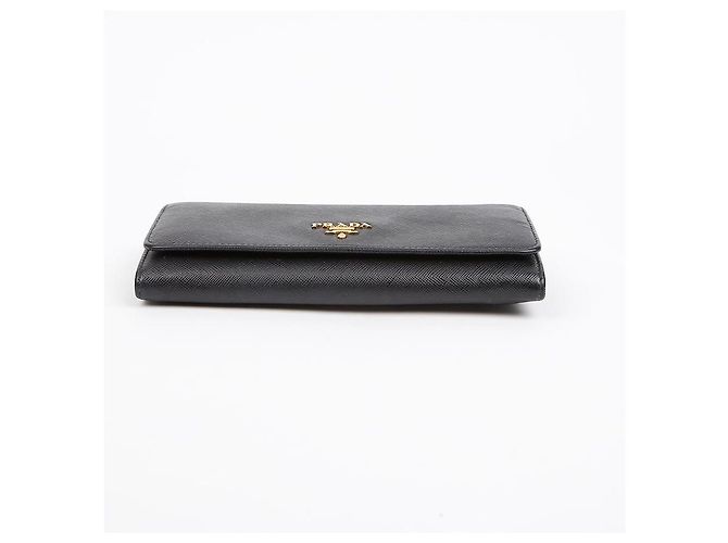 Prada Cartera Larga de Cuero Saffiano con Logo Metálico Negro - vista 5