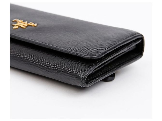 Prada Cartera Larga de Cuero Saffiano con Logo Metálico Negro - vista 6