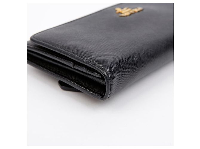 Prada Cartera Larga de Cuero Saffiano con Logo Metálico Negro - vista 7