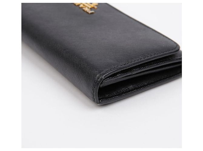 Prada Cartera Larga de Cuero Saffiano con Logo Metálico Negro - vista 8