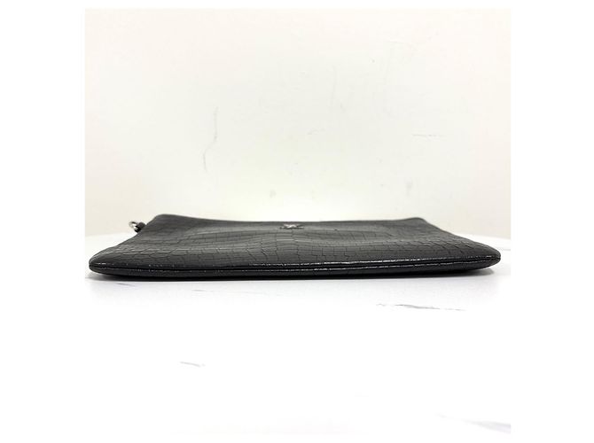 Saint Laurent Monogramm Clutch Bag Silber Krokodilmuster Schwarz - Ansicht 7