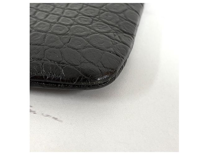 Saint Laurent Monogramm Clutch Bag Silber Krokodilmuster Schwarz - Ansicht 8