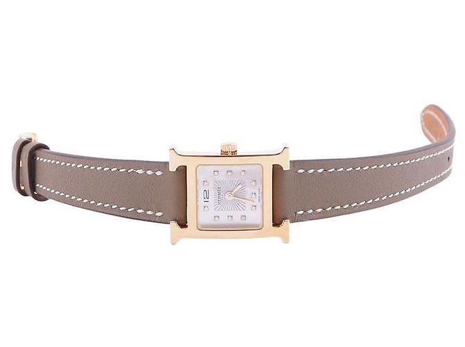 Hermès Mini Model Uhr mit Diamanten Pink - Ansicht 11