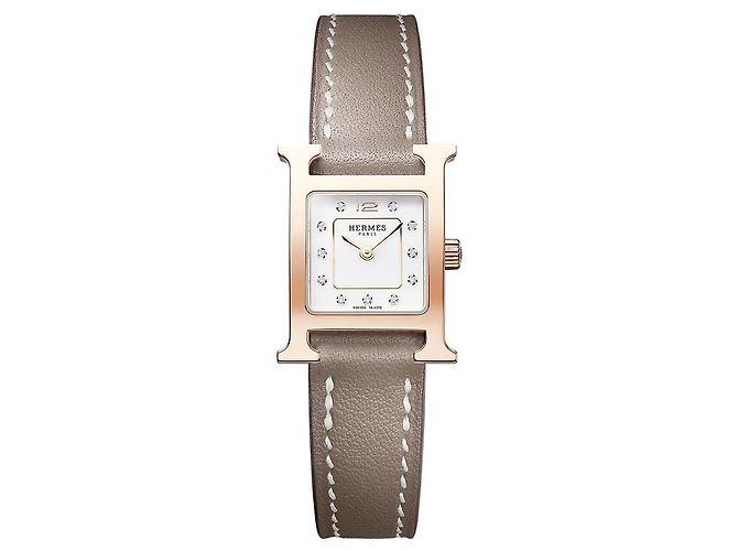 Hermès Mini Model Uhr mit Diamanten Pink - Ansicht 4