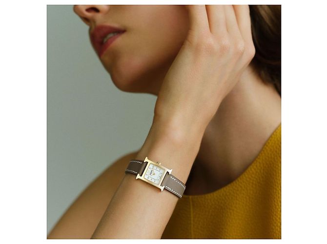 Hermès Mini Model Uhr mit Diamanten Pink - Ansicht 5