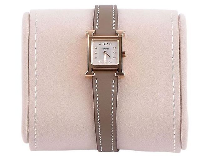 Hermès Mini Model Uhr mit Diamanten Pink - Ansicht 6
