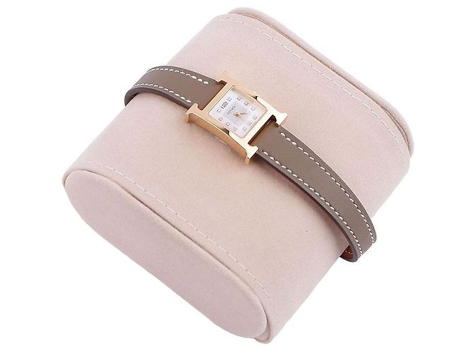 Hermès Mini Model Uhr mit Diamanten Pink - Ansicht 7