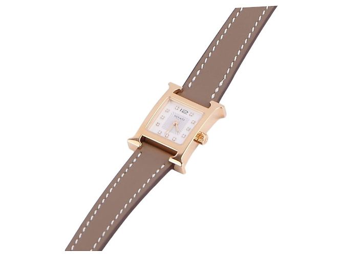 Hermès Mini Model Uhr mit Diamanten Pink - Ansicht 8