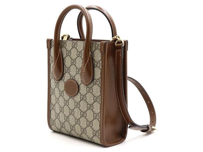 Gucci Mini borsa tote e crossbody Supreme Marrone - vista 2