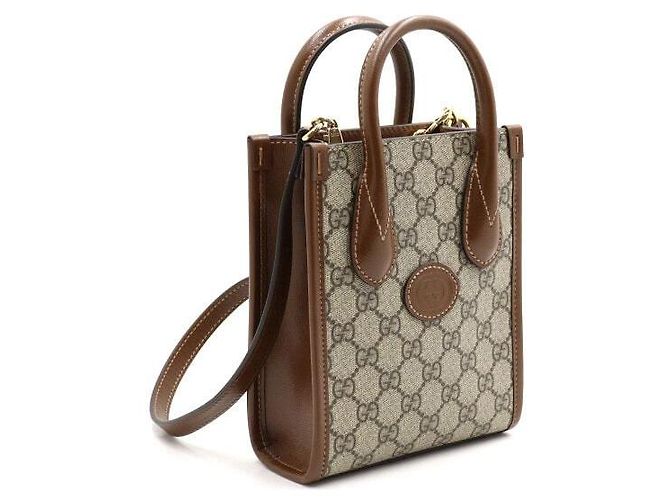 Gucci Mini borsa tote e crossbody Supreme Marrone - vista 3
