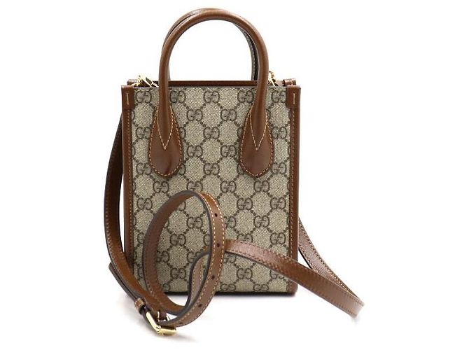 Gucci Mini borsa tote e crossbody Supreme Marrone - vista 4