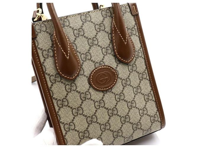 Gucci Mini borsa tote e crossbody Supreme Marrone - vista 7