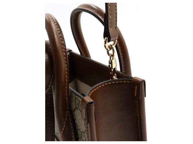 Gucci Mini borsa tote e crossbody Supreme Marrone - vista 8