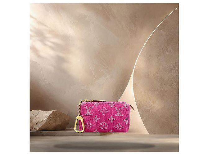 Louis Vuitton Necessaire Speedy Fuchsia Denim Blu - vista 2