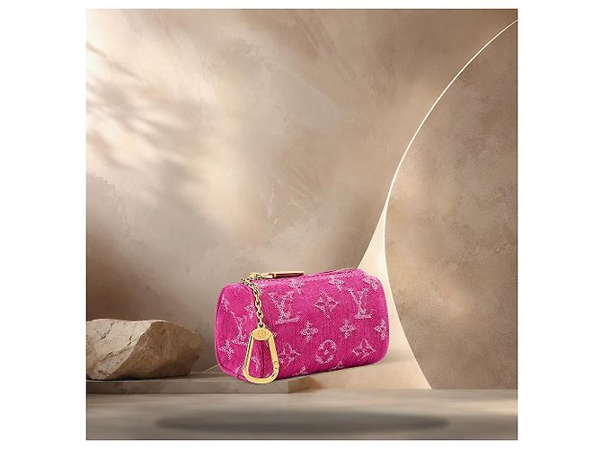 Louis Vuitton Necessaire Speedy Fuchsia Denim Blu - vista 3