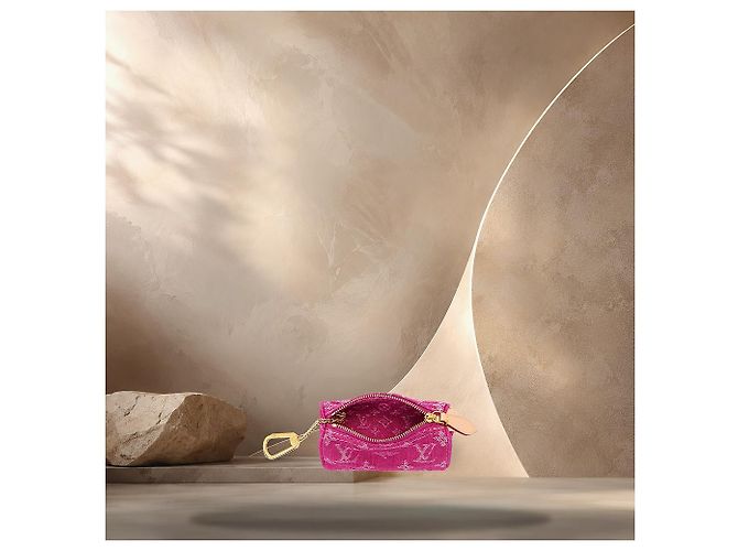 Louis Vuitton Necessaire Speedy Fuchsia Denim Blu - vista 4