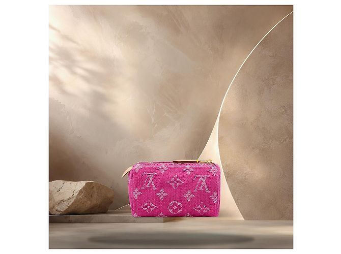 Louis Vuitton Necessaire Speedy Fuchsia Denim Blu - vista 5