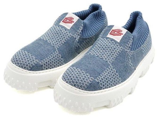 Louis Vuitton Sneakers Slip-On Damier Denim LV Space Landers Blu - vista 3