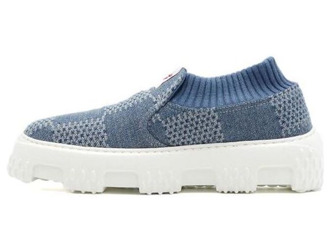 Louis Vuitton Sneakers Slip-On Damier Denim LV Space Landers Blu - vista 4