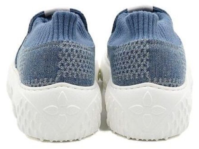 Louis Vuitton Sneakers Slip-On Damier Denim LV Space Landers Blu - vista 6