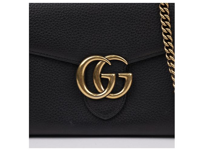Gucci Borsa a tracolla con catena in pelle GG Marmont Nero - vista 2