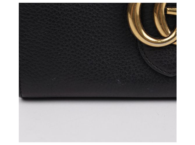 Gucci Borsa a tracolla con catena in pelle GG Marmont Nero - vista 3