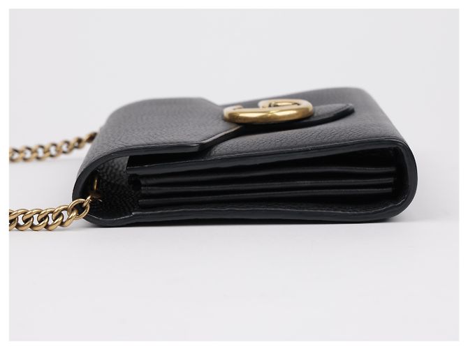 Gucci Borsa a tracolla con catena in pelle GG Marmont Nero - vista 6