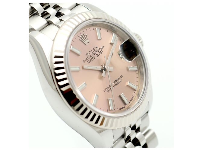 Rolex Reloj Datejust de acero para mujer con esfera salmón rosa - vista 11