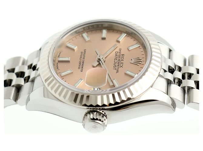 Rolex Reloj Datejust de acero para mujer con esfera salmón rosa - vista 12