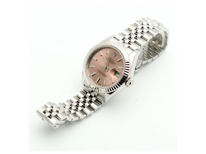 Rolex Reloj Datejust de acero para mujer con esfera salmón rosa - vista 14