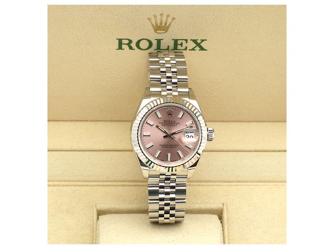 Rolex Reloj Datejust de acero para mujer con esfera salmón rosa - vista 2