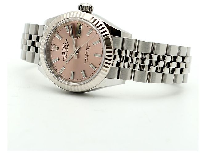 Rolex Reloj Datejust de acero para mujer con esfera salmón rosa - vista 21