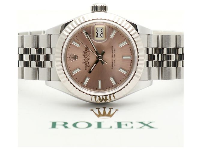 Rolex Reloj Datejust de acero para mujer con esfera salmón rosa - vista 23
