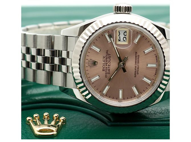 Rolex Reloj Datejust de acero para mujer con esfera salmón rosa - vista 24