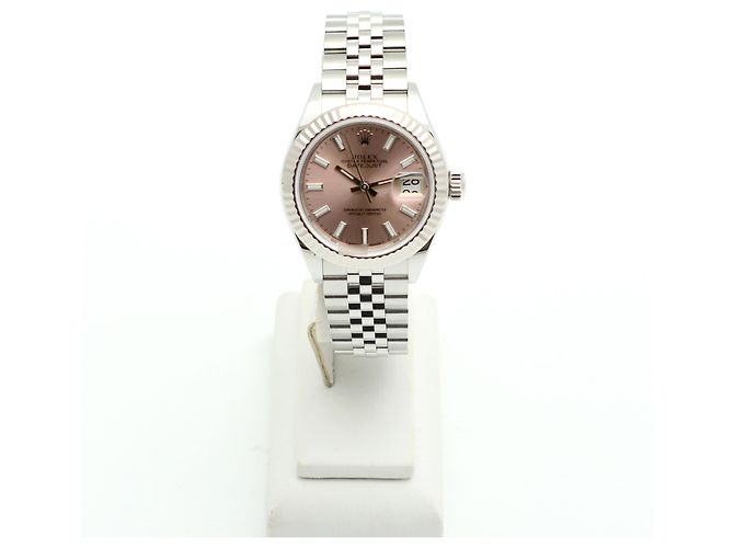 Rolex Reloj Datejust de acero para mujer con esfera salmón rosa - vista 3