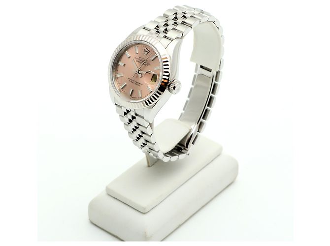 Rolex Reloj Datejust de acero para mujer con esfera salmón rosa - vista 4