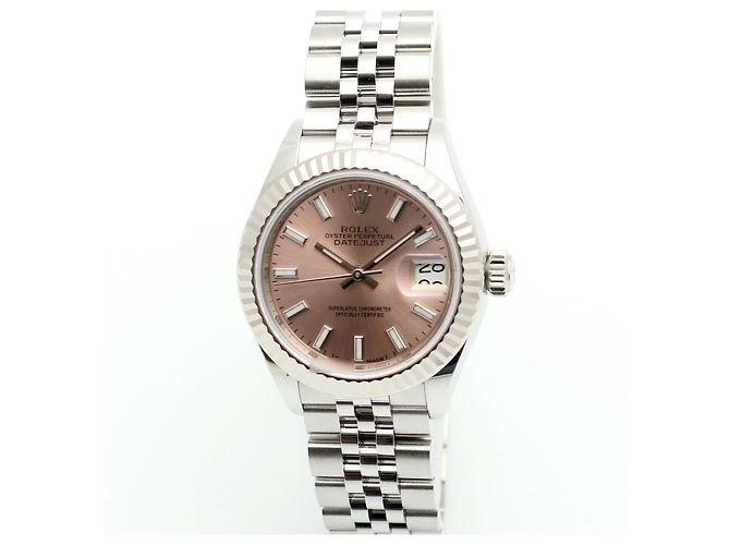 Rolex Reloj Datejust de acero para mujer con esfera salmón rosa - vista 8