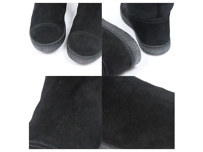 Chanel Stivali da donna in scamosciato nero e shearling con logo CC - vista 6