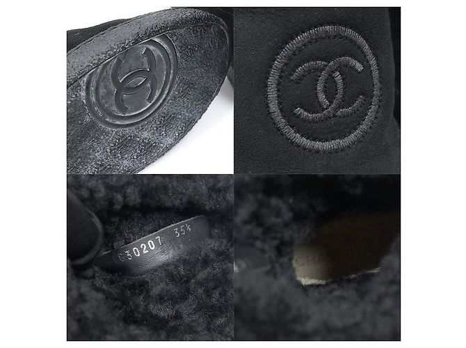 Chanel Stivali da donna in scamosciato nero e shearling con logo CC - vista 7