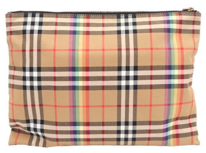 Burberry Karo-Clutch mit Lederbesatz Braun - Ansicht 10