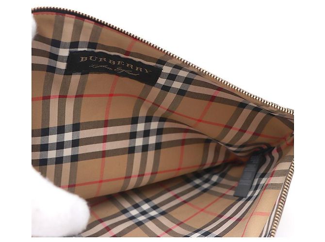 Burberry Karo-Clutch mit Lederbesatz Braun - Ansicht 7