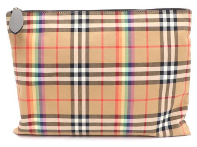 Burberry Karo-Clutch mit Lederbesatz Braun - Ansicht 8