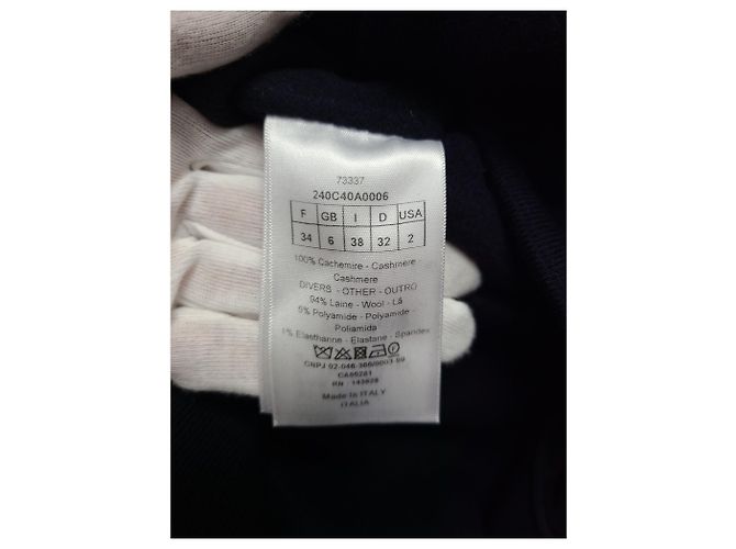 Dior Capa de lã e angora com cinto azul-marinho - vista 5
