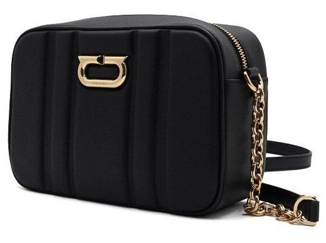 Salvatore Ferragamo Neue Gancini-Schnallen-Camera-Bag mit goldener Kettenriemen Schwarz - Ansicht 2