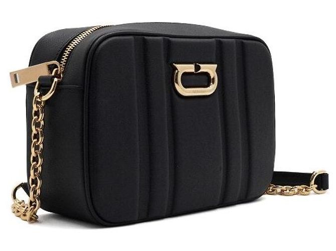 Salvatore Ferragamo Neue Gancini-Schnallen-Camera-Bag mit goldener Kettenriemen Schwarz - Ansicht 3