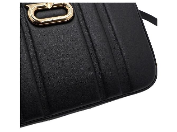 Salvatore Ferragamo Neue Gancini-Schnallen-Camera-Bag mit goldener Kettenriemen Schwarz - Ansicht 8