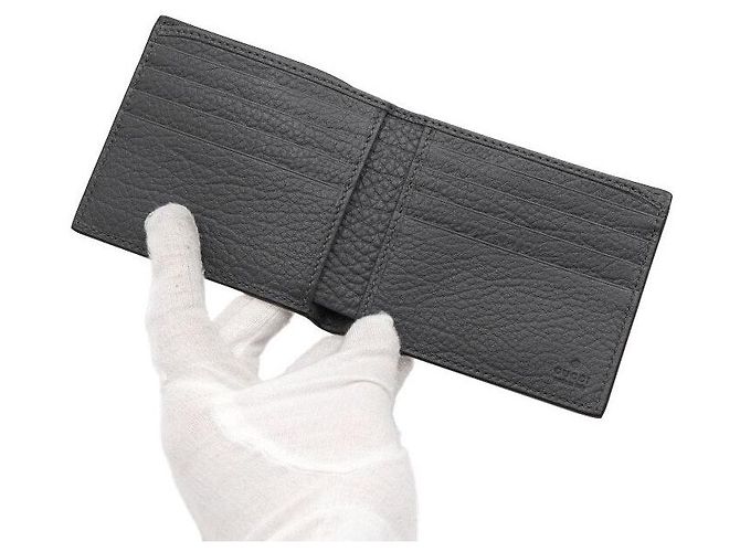 Gucci Gray Leather Double Embossed Logo Men's Wallet Brown - view 6
