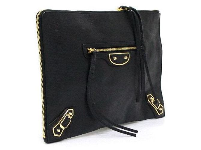 Balenciaga Clutch in pelle nera Classic Edge - vista 3